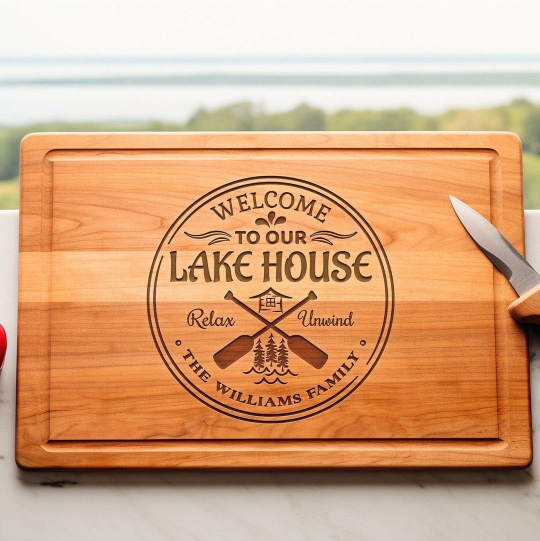 Custom Lake House Gift, to Our Lake House Cutting Board, Lake