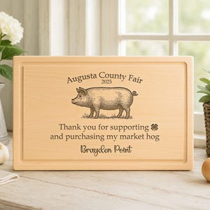 Personalized County Fair Cutting Board: Engraved Market Hog 4H Gift