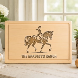 Custom Engraved Show Horse Cutting Board: Equestrian Kitchen Decor