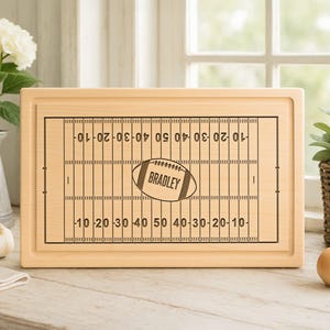 Personalized Football Field Cutting Board: Engraved Gift for Coach, 99