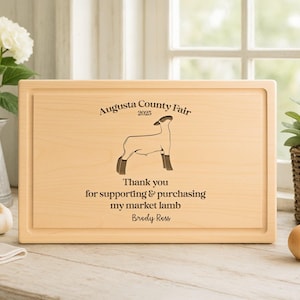 Personalized County Fair Cutting Board: Market Lamb Gift, 4H FFA