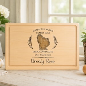 Custom Engraved Livestock Cutting Board: County Fair Gift