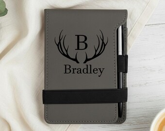 Personalized Deer Antlers with Name - Pocket- Mini Notepad with Pen- 26