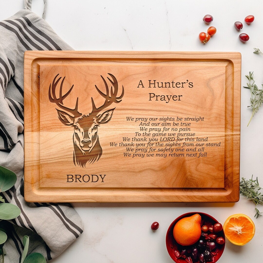 A Hunter's Prayer Cutting Board, Deer Antlers Kitchen Decor