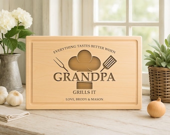 Personalized Grandpa Cutting Board: Engraved Wood Gift, 12