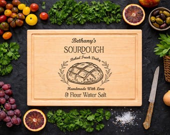 Personalized Sourdough Cutting Board: Engraved Maple, Walnut, Cherry-14