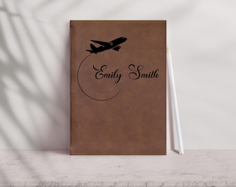 Personalized Airplane Journal/ Notebook Custom Travel Gift for Stewarts Flight Attendant, Pilot ,Aviation / 61