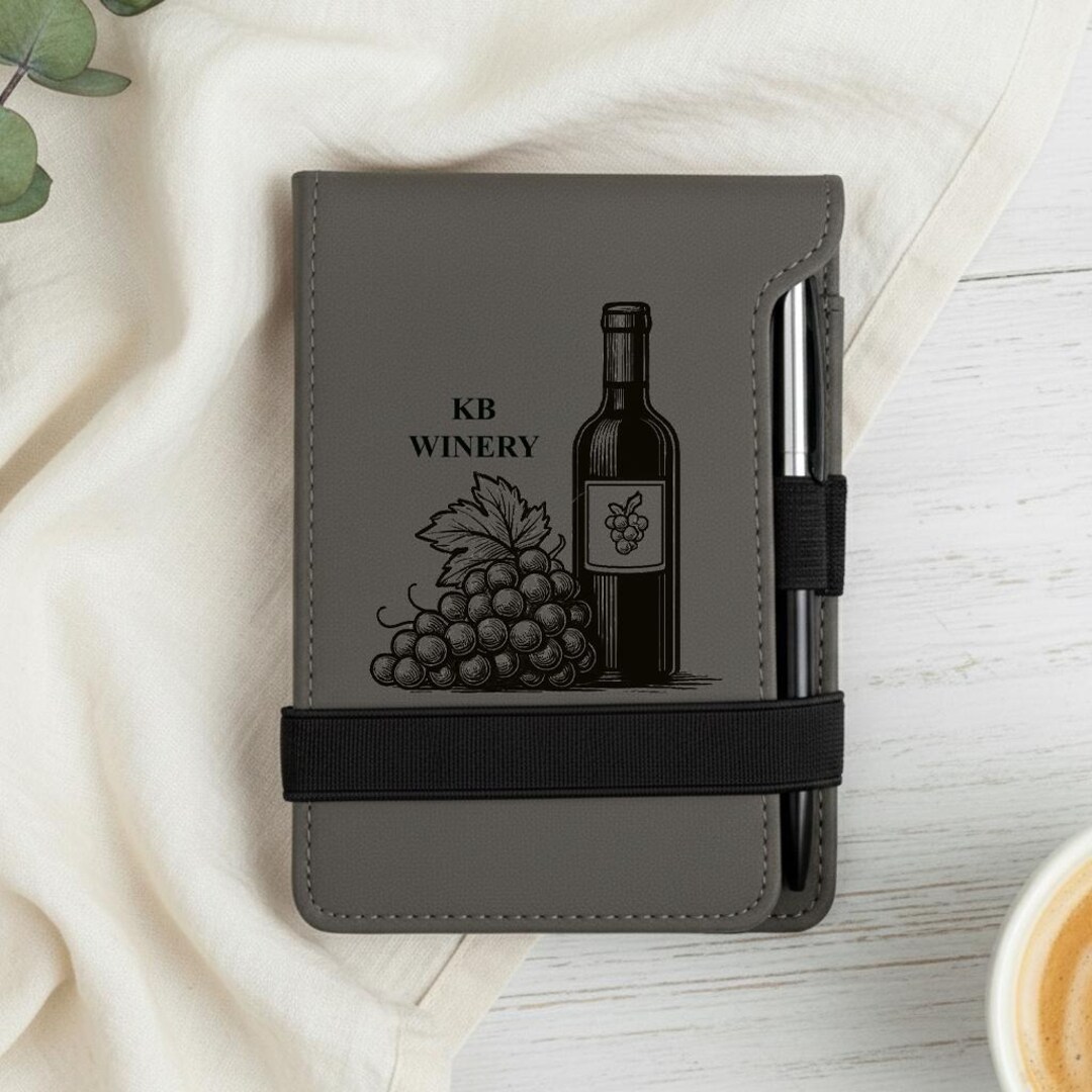 Personalized Winery Mini Pocket Notepad – Engraved Wine Bottle & Grapes ...