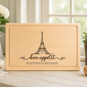 Custom Wedding Gift Engraved Eiffel Tower, Engraved Eiffel Tower Charcuterie Board, Keepsake 5th Anniversary gift, Paris France Gift, 10