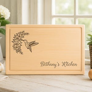 Custom Engraved Hummingbird Cutting Board, Engraved Personalized Hummingbird Cutting Board, 7