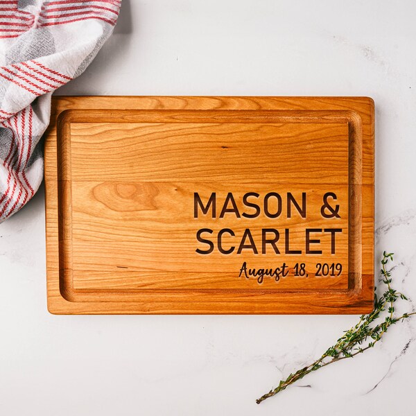 Personalized Name Chopping Board for Couples, Custom Cutting Board, Wood Cutting Board, Wedding Gift, Engagment Gift, Anniversary Gift