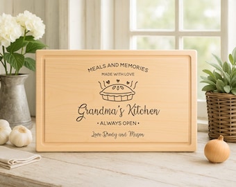 Personalized Grandma&#39;s Kitchen Cutting Board: Engraved Maple, Walnut, Cherry