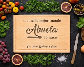 Personalized Spanish Abuela Cutting Board: Engraved Wood Gift, 61