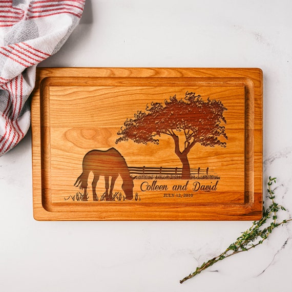 Horse Cutting Board, Equestrian Gift, Bridal Shower, Equine Kitchen Decor, Personalized Horse, Custom Cutting Board, Horses, Wedding Gift