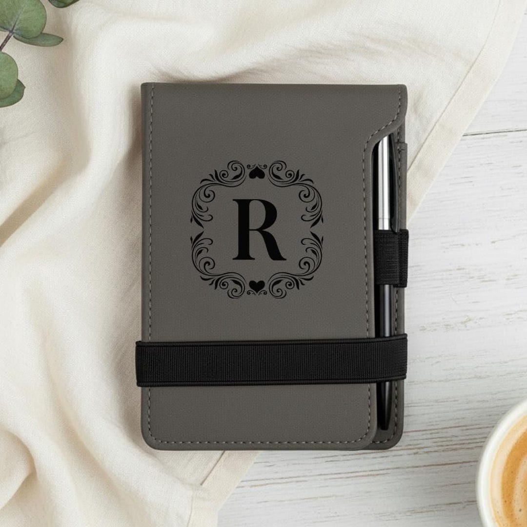 Personalized Gray Mini Notepad With Elegant Monogram – Pocket Journal ...