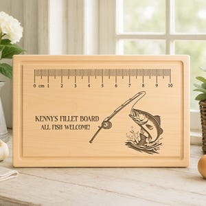 Personalized Engraved  Fishing Fillet Board with Ruler – Custom Engraved Charcuterie Board, 14