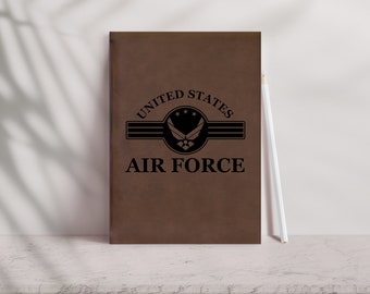 Personalized Air Force Journal: Engraved Vegan Leather Notebook l 9