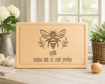 Personalized Queen Bee Cutting Board: Engraved Wood Kitchen Decor,59