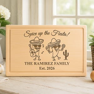 Personalized Chili Pepper Cutting Board: Engraved Mexican Fiesta Decor