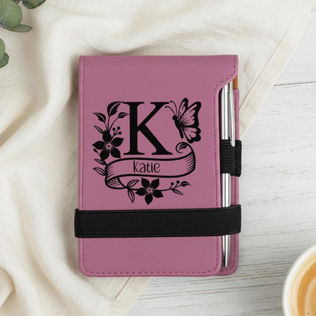 Personalized Monogram Mini Notepad With Pen – Floral Butterfly Design ...