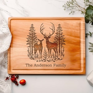 Large Wooden Cutting Board With Reindeer Antlers. Cutting Board. Serving  Board for Meat. Big Cutting Board. Housewarming Gift. Mothers Day 