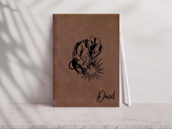 Personalized Welder Notebook: Engraved Vegan Leather Journal l 3