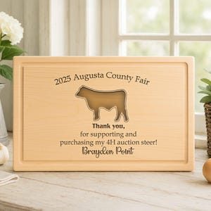 Personalized Market Steer Cutting Board: 4H FFA Gift