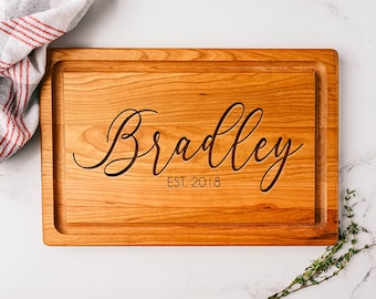 Cutting Board Wedding Gift, Last Name Cutting Board, Established Sign, Wedding Gift for Couple, Personalized, Monogram Cutting Board