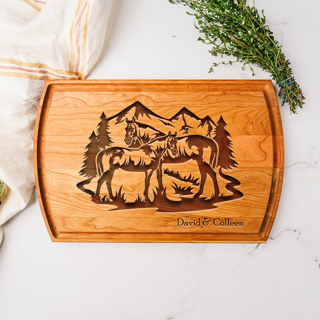 Custom Horse Cutting Board, Personalized Equestrian Gifts, Stable Decor