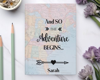 The Adventure Begins Journal, Book Of Adventures, Adventure Journal for Couples, Bucket List Book, Personalized Name Travel Bucket List