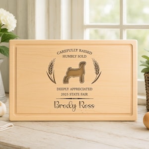 Engraved Sheep Cutting Board: Custom County Fair Gift