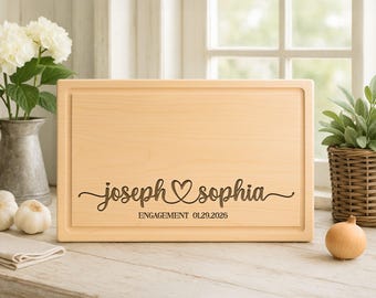 Personalized  Couple Charcuterie Board with a Heart and date -5th Anniversary wood Board-14
