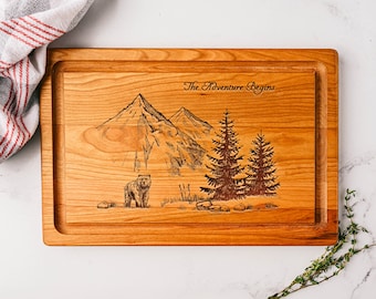 Bear Kitchen Decor, The Adventure Begins, Mountain Home Decor, Adirondack Home Decor, Adirondack Kitchen, Bear Cutting Board, Laser Engrave