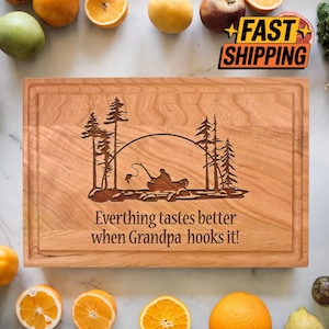 Grandpa Cutting Board, Fishing Cutting Board, Fathers Day Gift for Grandpa, Christmas Gift for Papa, Fisherman Gift, Custom Fishing Gifts