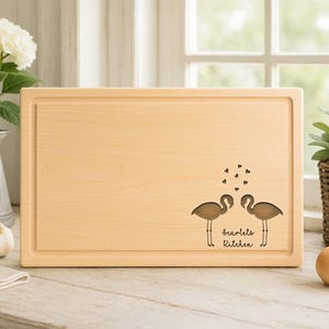 Engraved Cutting Board, Flamingo Decor, Flamingo Kitchen, Personalized Chopping Block, Engagement Gifts for Couple, Beach House Kitchen,18