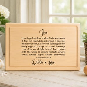 Corinthians 13 Sign, Love is Patient Love is Kind Wedding Gift, Personalized Cutting Board, Anniversary Gifts, Gifts for Him, Gifts for Her