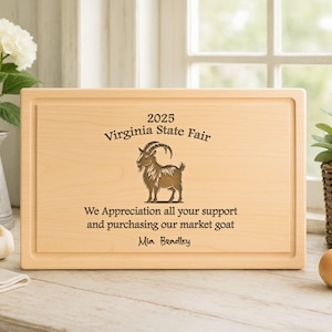 Engraved Goat Cutting Board: Personalized Farm Animal Gift
