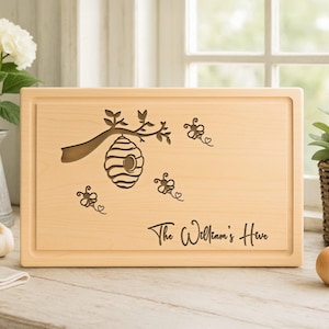 Welcome to Our Hive Sign, Personalized Couples Cutting Board, Bee Kitchen Decor, Bee Lover, Beekeeper Gift, Engraved Charcuterie Board 35