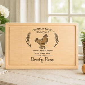Custom Engraved Livestock Cutting Board: County Fair Gift