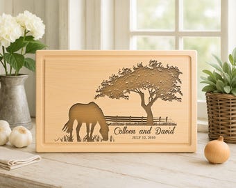 Horse Cutting Board, Equestrian Gift, Bridal Shower, Equine Kitchen Decor, Personalized Horse, Custom Cutting Board, Horses, Wedding Gift 36