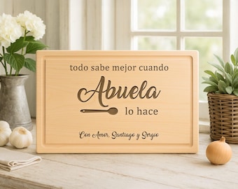 Personalized Spanish Abuela Cutting Board: Engraved Wood Gift, 61