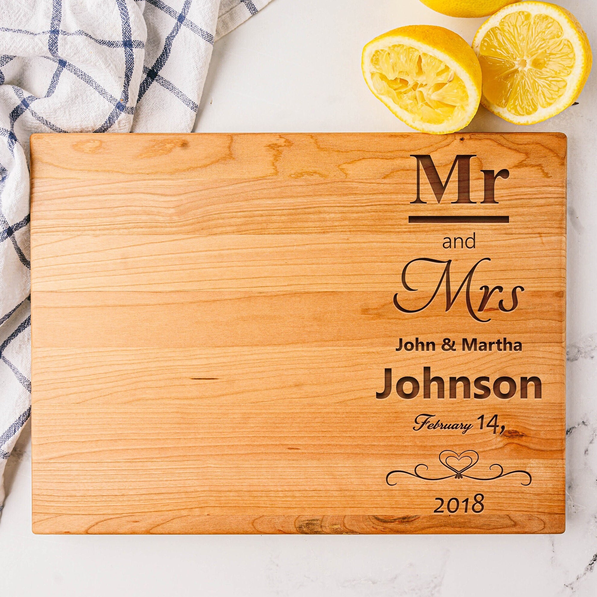 Mr & Mrs Engraved Wood Recipe Book