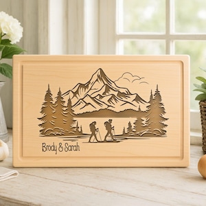 Personalized Engraved Mountain View Cutting Board: Hiking Gift