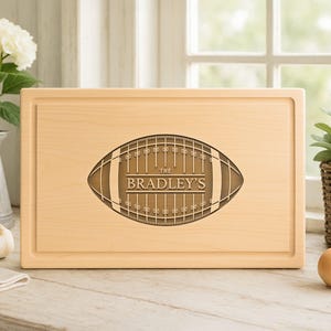 Personalized Football Cutting Board: Engraved Maple, Walnut, Cherry.96