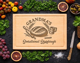 Personalized Sourdough Cutting Board: Engraved Charcuterie Board-002