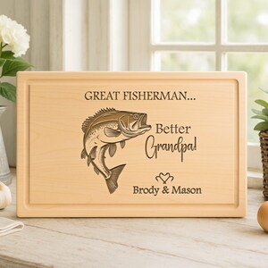 Personalized Fishing Cutting Board: Engraved Gift for Grandpa