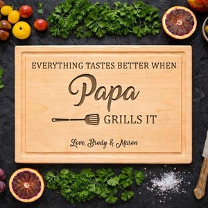 Personalized Maple Cutting Board, Engraved Gift for Papa, Grill Master