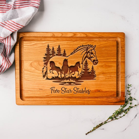 Equestrian Gifts, Custom Engraved Horse Cutting Board, Equestrian Decor, Horse Owner Gifts, Horse Christmas Gift, Equine Art, Charcuterie