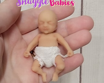 Handmade in USA 2.5 inch Micro Mini Full Body Silicone Baby Doll "Bailey" Painted