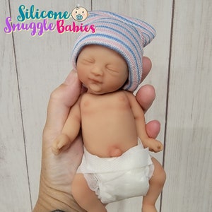 Handmade in USA 6" Girl Micro Preemie Full Body Silicone Baby Girl Doll  "Tobi" Painted